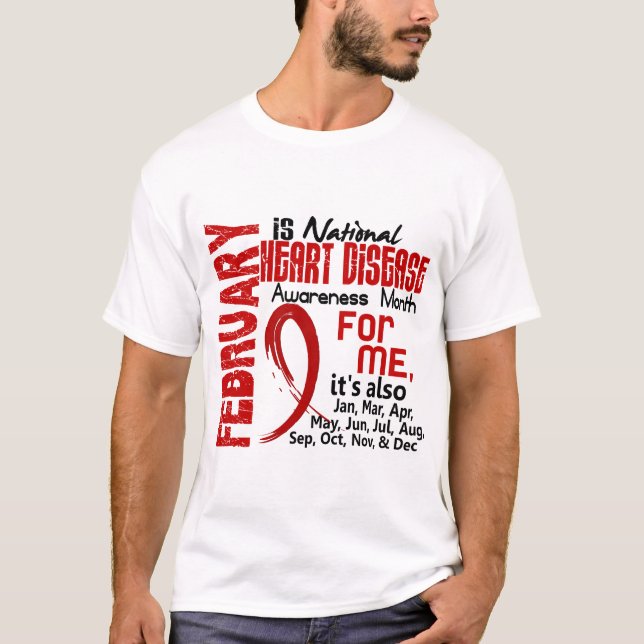 T-shirts Mês da consciência da doença cardíaca cada mês (Frente)