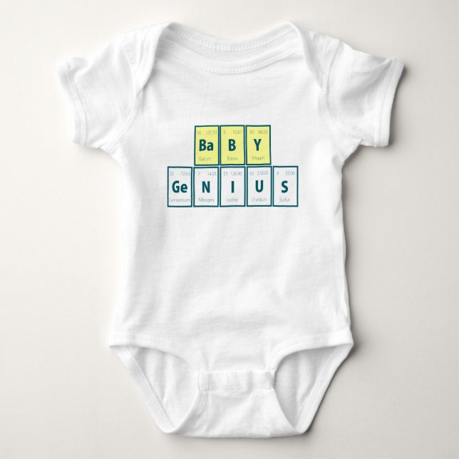 T-shirts Mesa de elementos periódica:  Gênio do bebê (Frente)