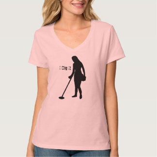 T-shirts Metal que detecta - eu o escavo - senhoras V -