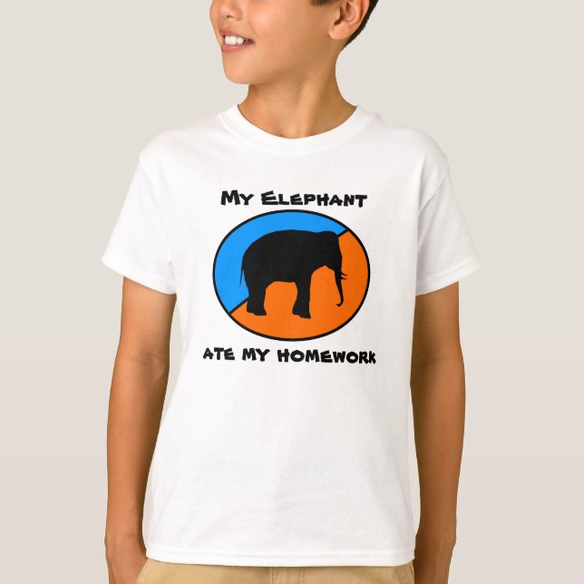 T-shirts Meu elefante comeu meus trabalhos de casa (Frente)