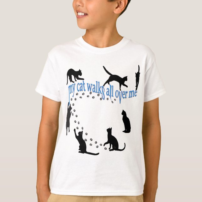 T-shirts "Meu gato anda sobre mim" frente e trás! (Frente)