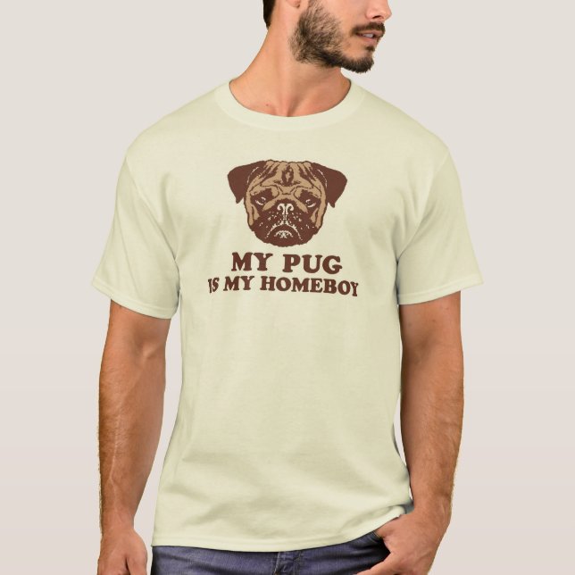 T-shirts Meu Pug é meu Ficar em casa (Frente)