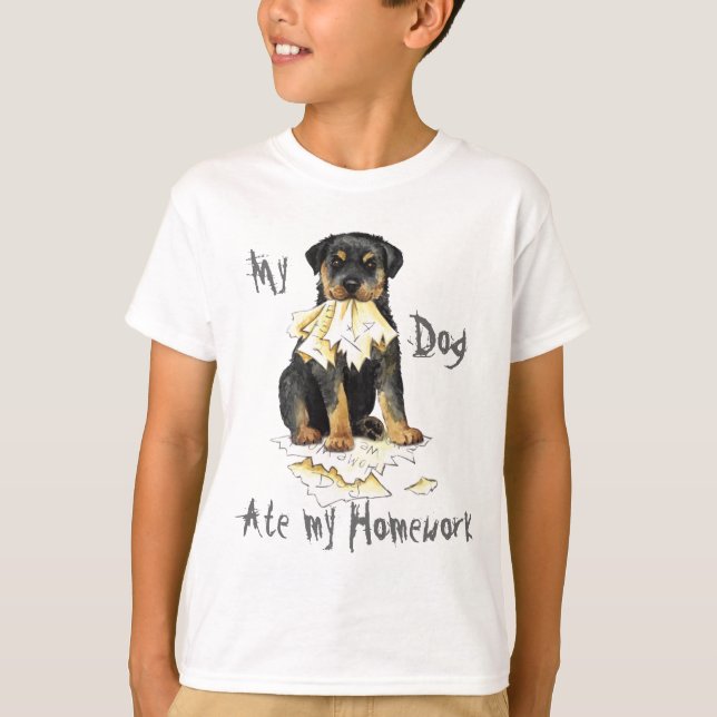 T-shirts Meu Rottweiler Comeu Meu Trabalho De Casa (Frente)
