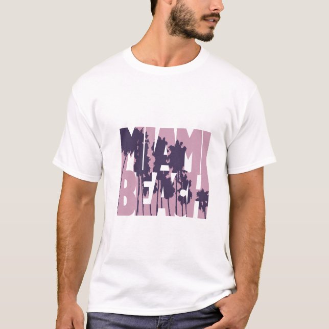 T-shirts miami beach pink violet fun (Frente)