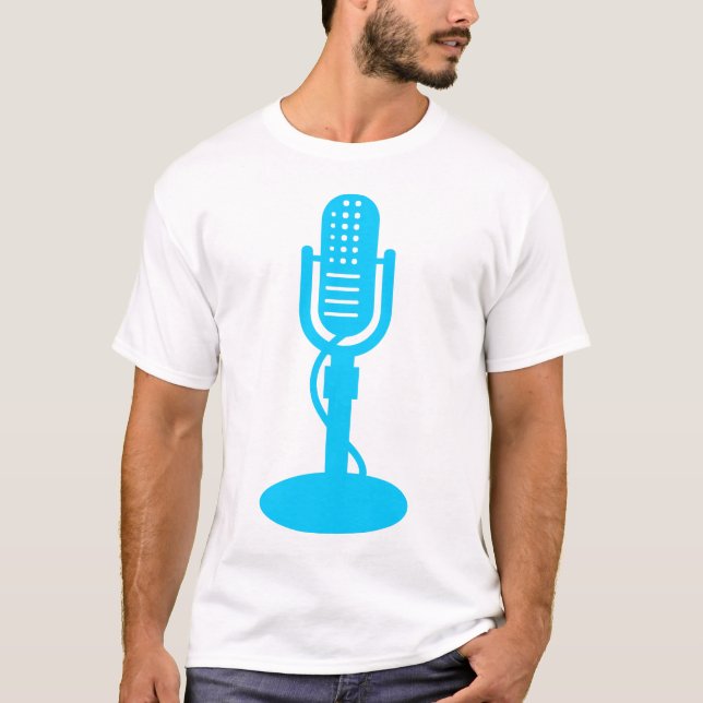 T-shirts Microfone - Azul-céu (Frente)