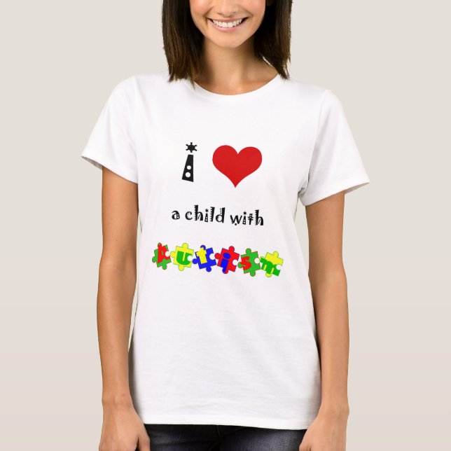 T-shirts Mim coração (amor) uma criança com autismo (Frente)
