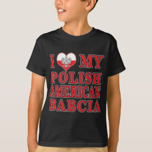 T-shirts Mim coração meu americano polonês Babcia