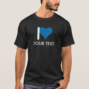 T-shirts Mim coração seu texto - coração azul