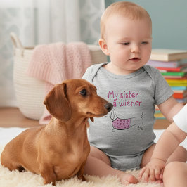 T-shirts Minha Irmã é uma roupa para bebês de cachorro-quen