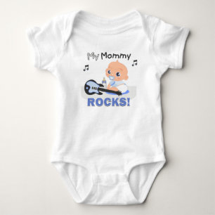 T-shirts Minha Mamãe Rocks Blue Guitar Criança Creeper Body