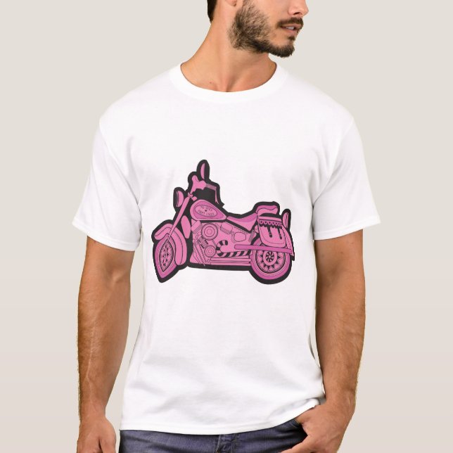 T-shirts Minha primeira motocicleta cor-de-rosa (Frente)