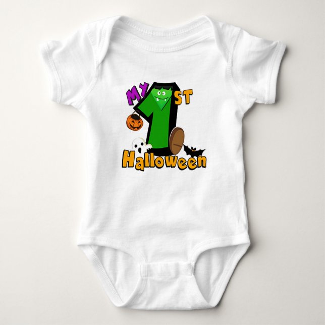 T-shirts Minha rua de Halloween Pequeno Frankenstein (Frente)