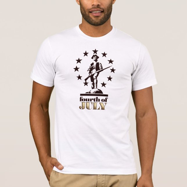 T-shirts Minuteman 4 de julho de 1776 (Frente)