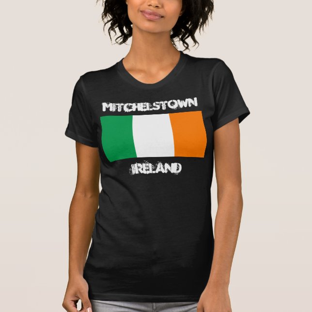 T-shirts Mitchell-stown, Irlanda com pavilhão irlandês (Frente)
