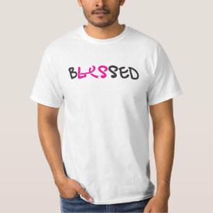 T-shirts mns abençoados/front&back branco
