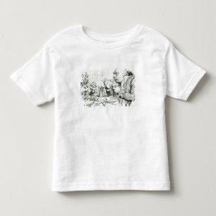 T-shirts Moderação que aprecia uma refeição frugal