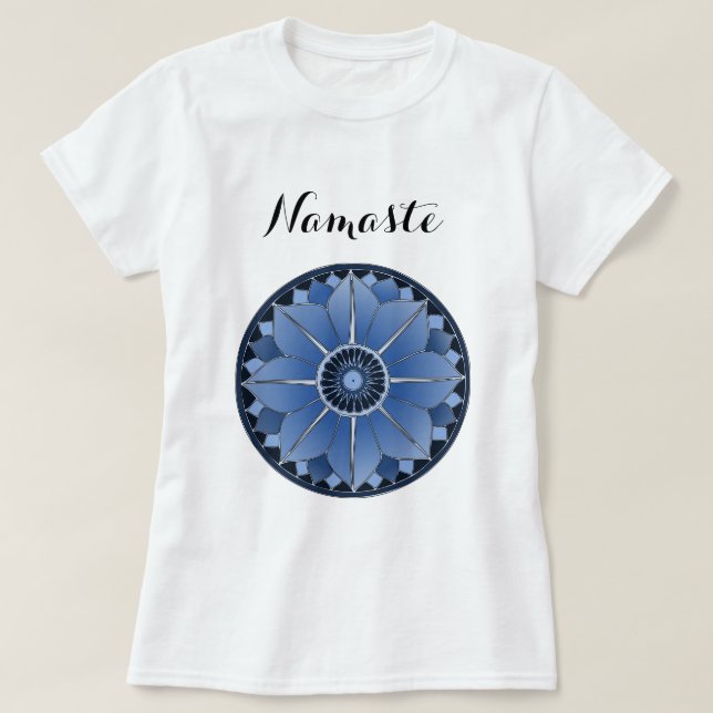 T-shirts Moderno Blue Mandala Namaste (Frente do Design)