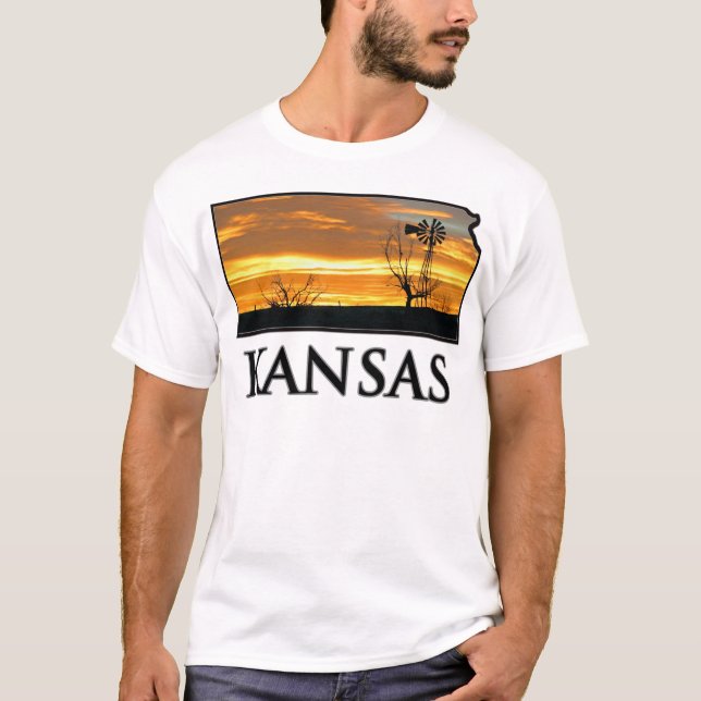 T-shirts Moinho de vento da fazenda de Kansas (Frente)