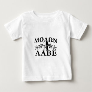 T-shirts Molon Labe Spartan Warrior Helmet 5 estrelas B&W