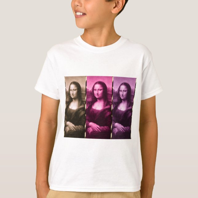 T-shirts Mona Lisa Animal Imprime Chocolate Rosa Puro (Frente)