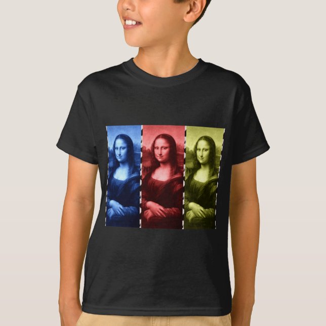 T-shirts Mona Lisa Animal Imprime Cores Primárias (Frente)