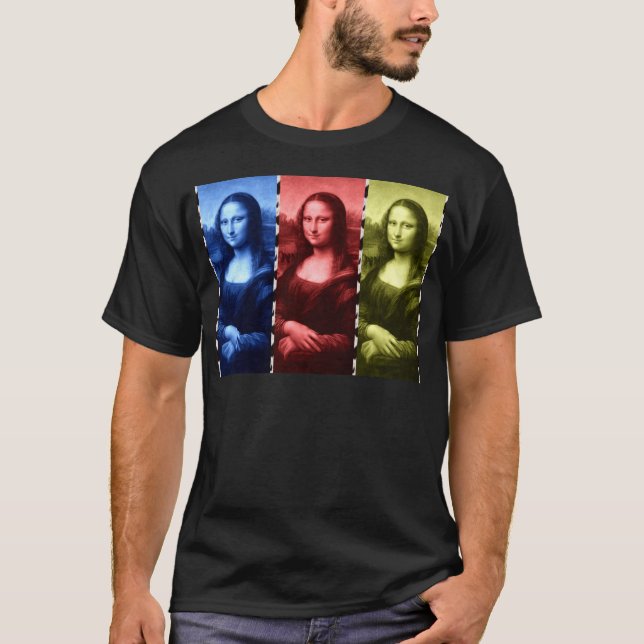 T-shirts Mona Lisa Animal Imprime Cores Primárias (Frente)
