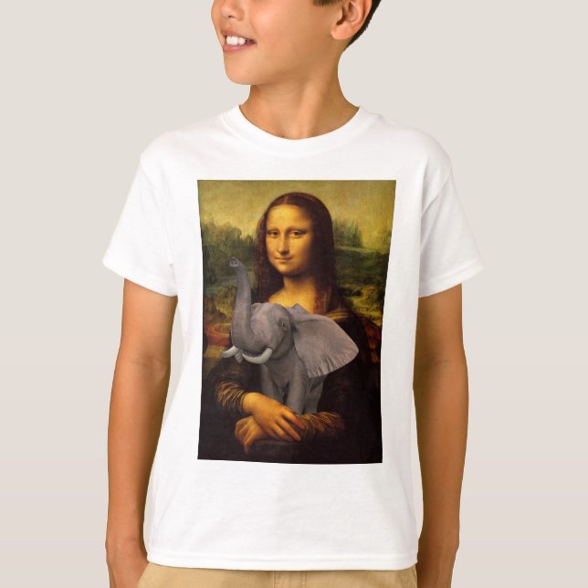 T-shirts Mona Lisa Com Elefante (Frente)