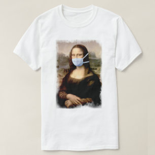 T-shirts Mona Lisa com Máscara Da Vinci Caçoando As Artes