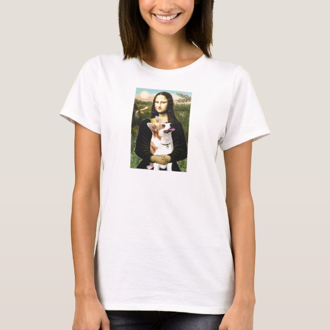 T-shirts Mona Lisa - Pembroke Welsh Corgi 7b (Frente)