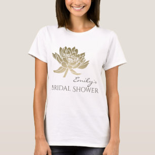 T-SHIRTS MONOGRAMA DE CHÁ DE PANELA DE LOTUS DOURADO E GLA