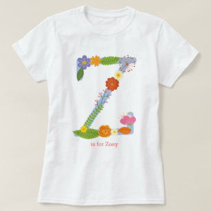 T-shirts Monograma Personalizado da Flor Whimsical (Z)