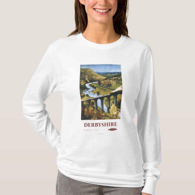 T-shirts Monsal Dale, trem e viaduto British Rail (Frente)