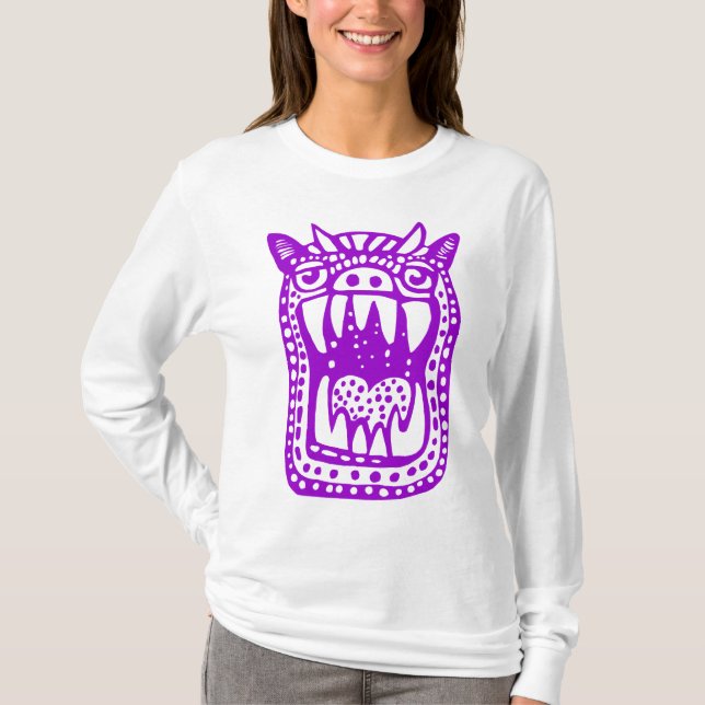 T-shirts Monstro Assustador - Roxo (Frente)