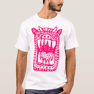 T-shirts Monstro Assustador - Vermelho Neon