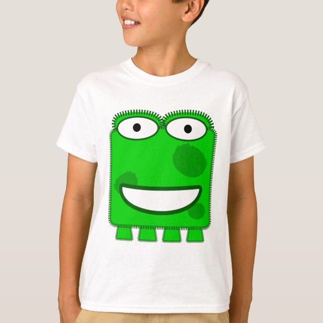 T-shirts Monstro bonito dos desenhos animados do verde (Frente)
