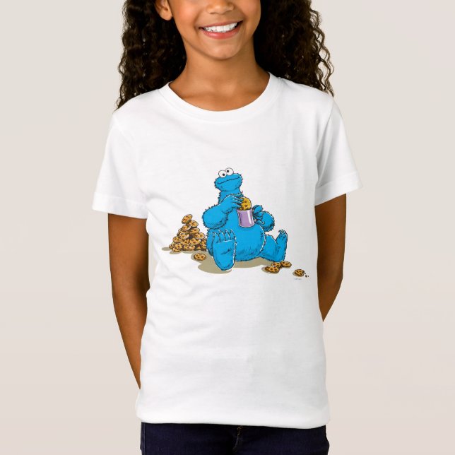T-shirts Monstro Come Biscoitos Antigo Comendo Biscoitos (Frente)