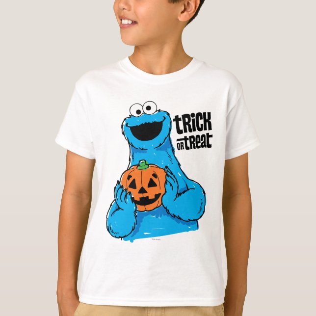 T-shirts Monstro Come-Cookies - Travessuras ou Gostosuras (Frente)