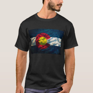 T-shirts Montanhas da rocha da bandeira de Colorado