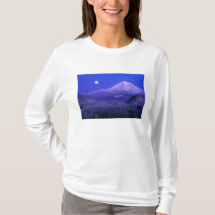 T-shirts Moonrise sobre Mt Hood Winter, Oregon