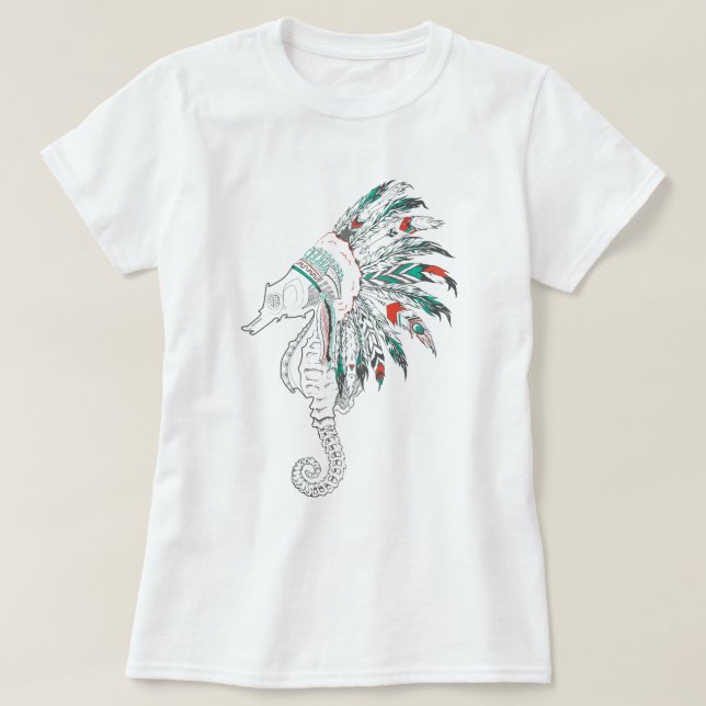 T-shirts morada do cavalo marinho (Frente do Design)