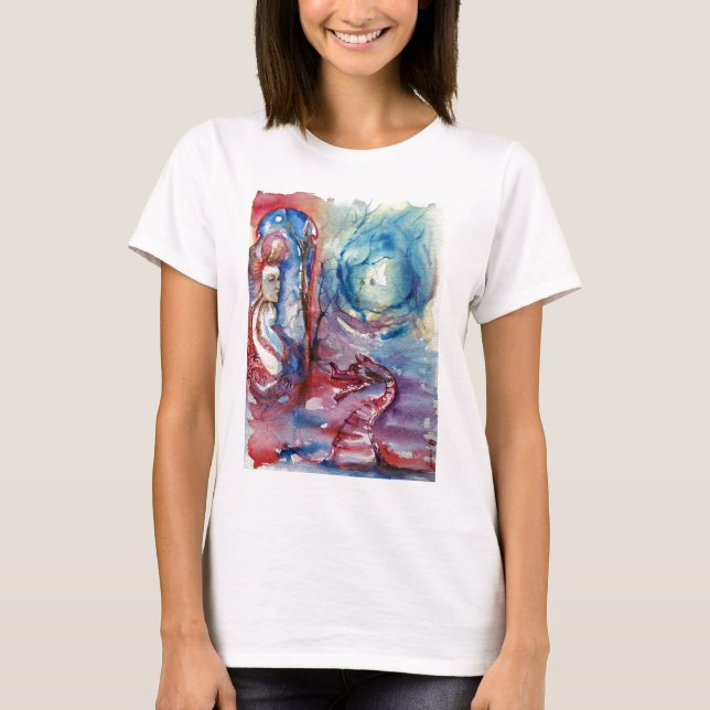 T-shirts MORGANA LE FAY E DRAGÃO DO LAGO Watercolor (Frente)