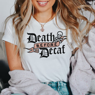 T-shirts Morte Antes Da Tipografia Do Crânio De Decaf