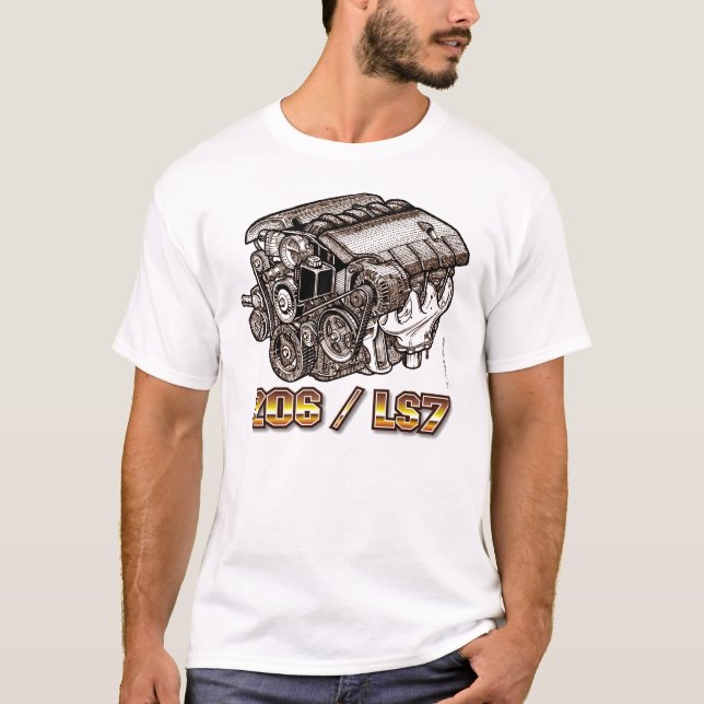 T-shirts Motor de C6 Corveta Z06 LS7 (Frente)