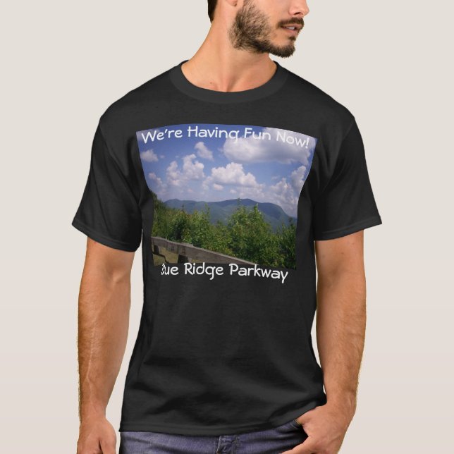 T-shirts Mountain View azul do Parkway de Ridge (Frente)