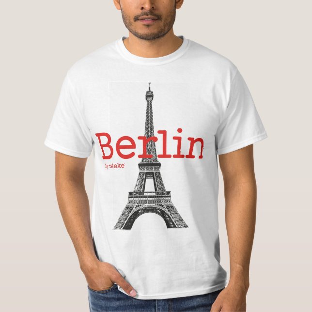 T-shirts Mstake de Berlim & de torre Eiffel (Frente)