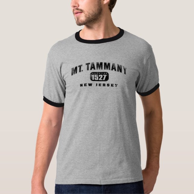 T-shirts Mt. Tammany (afligido/preto) (Frente)