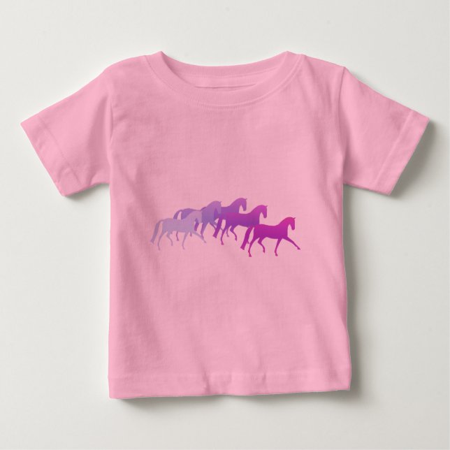 T-shirts Muitos cavalos (roxos) (Frente)