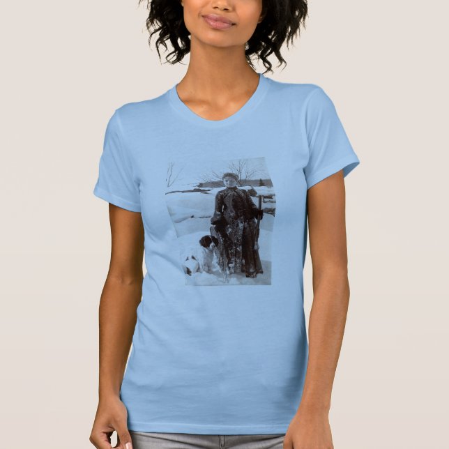 T-shirts Mulher 1890 e seu cão de caça de Brittany (Frente)