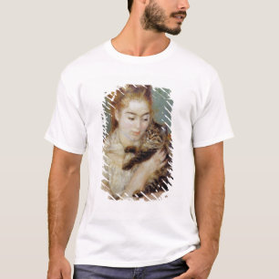 T-shirts Mulher com um gato por Pierre-Auguste Renoir