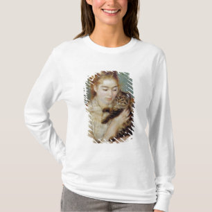 T-shirts Mulher com um gato por Pierre-Auguste Renoir
